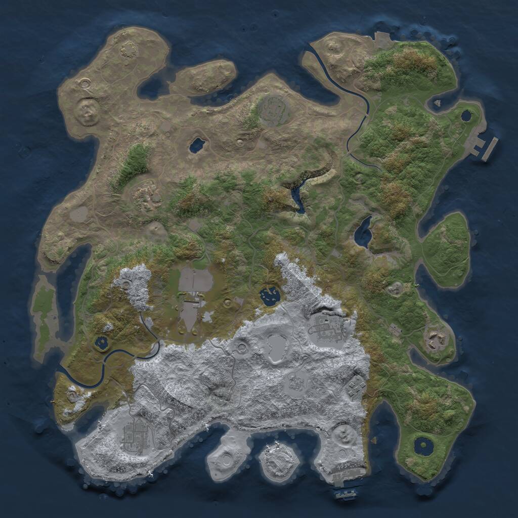 Rust Map: Procedural Map, Size: 4000, Seed: 1249687527, 14 Monuments