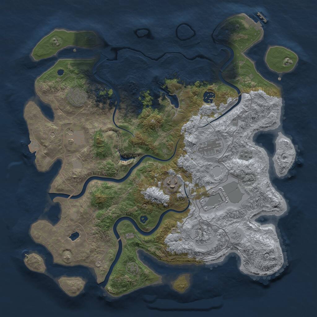 Rust Map: Procedural Map, Size: 4000, Seed: 1444, 13 Monuments