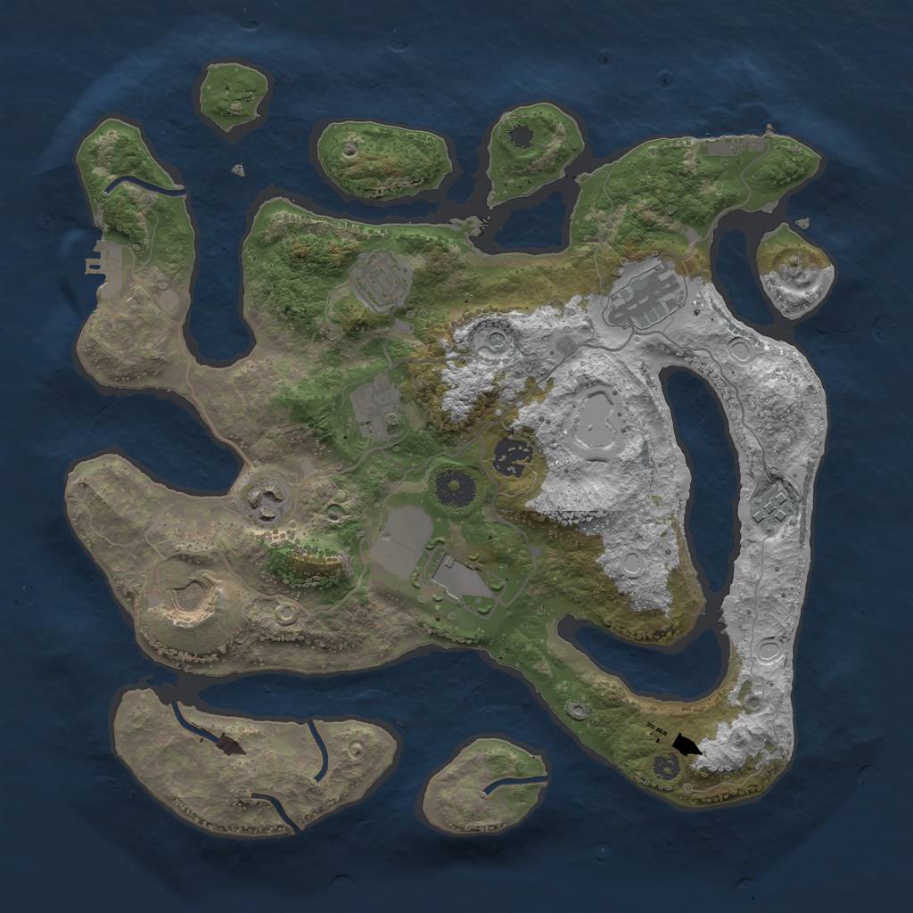 Rust Map: Procedural Map, Size: 3500, Seed: 2694, 16 Monuments