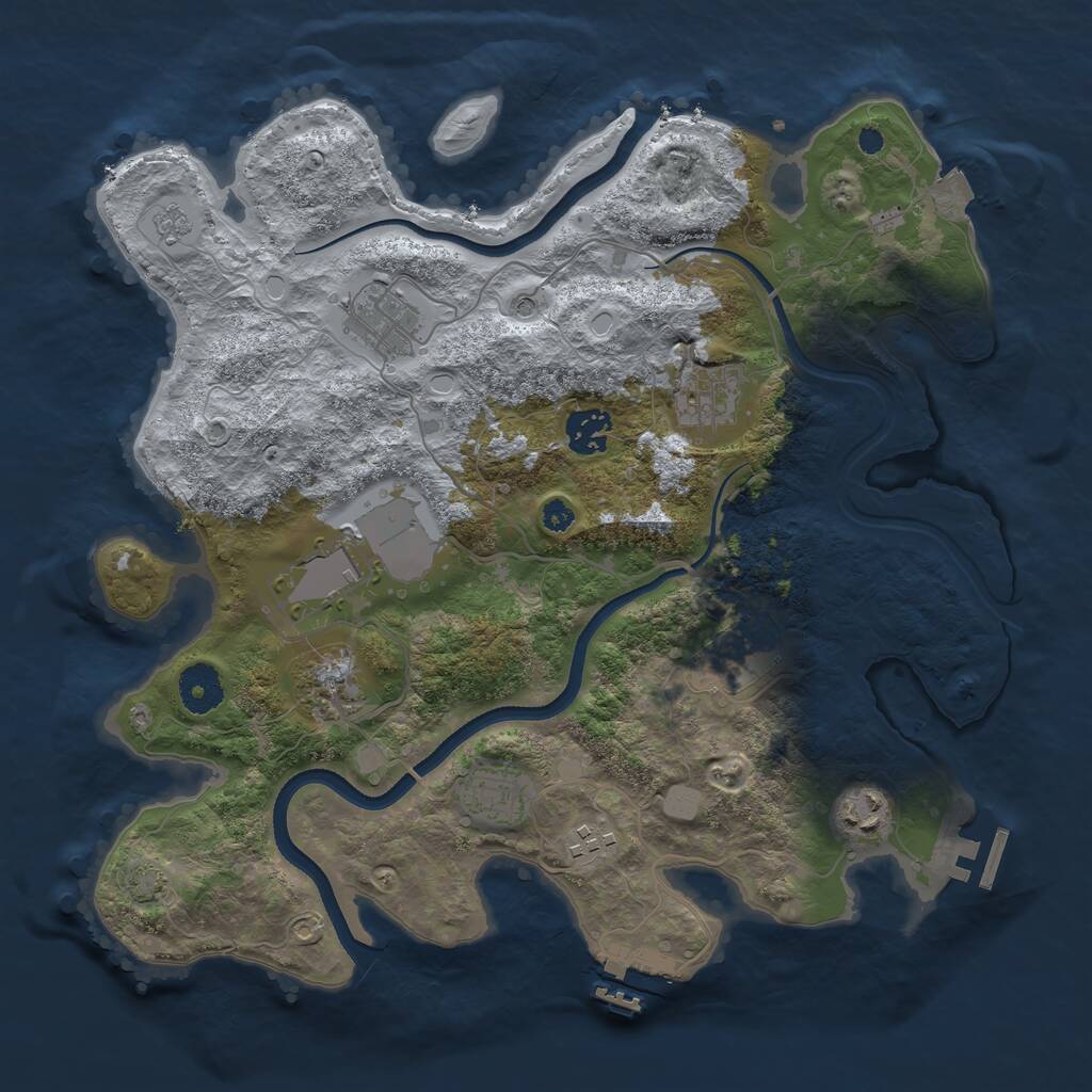 Rust Map: Procedural Map, Size: 3500, Seed: 357626405, 15 Monuments