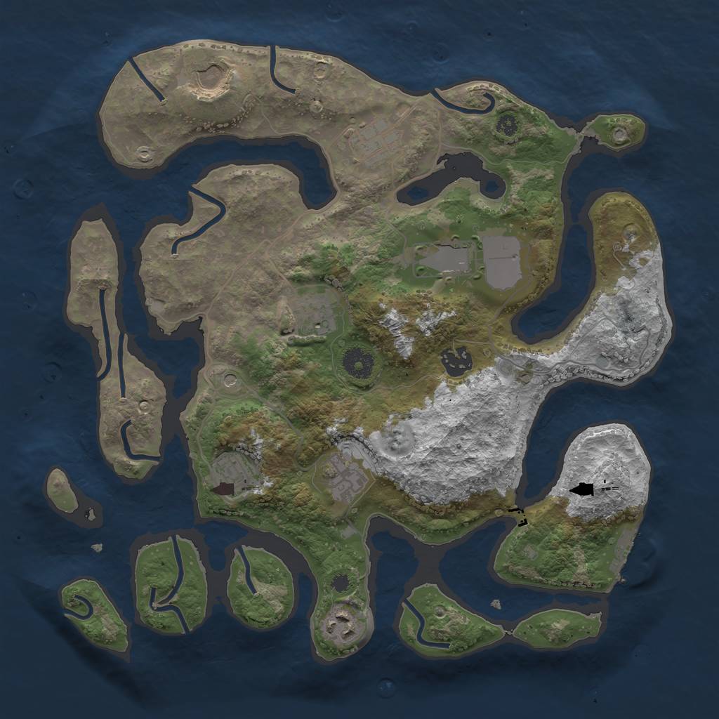 Rust Map: Procedural Map, Size: 3500, Seed: 300000, 12 Monuments