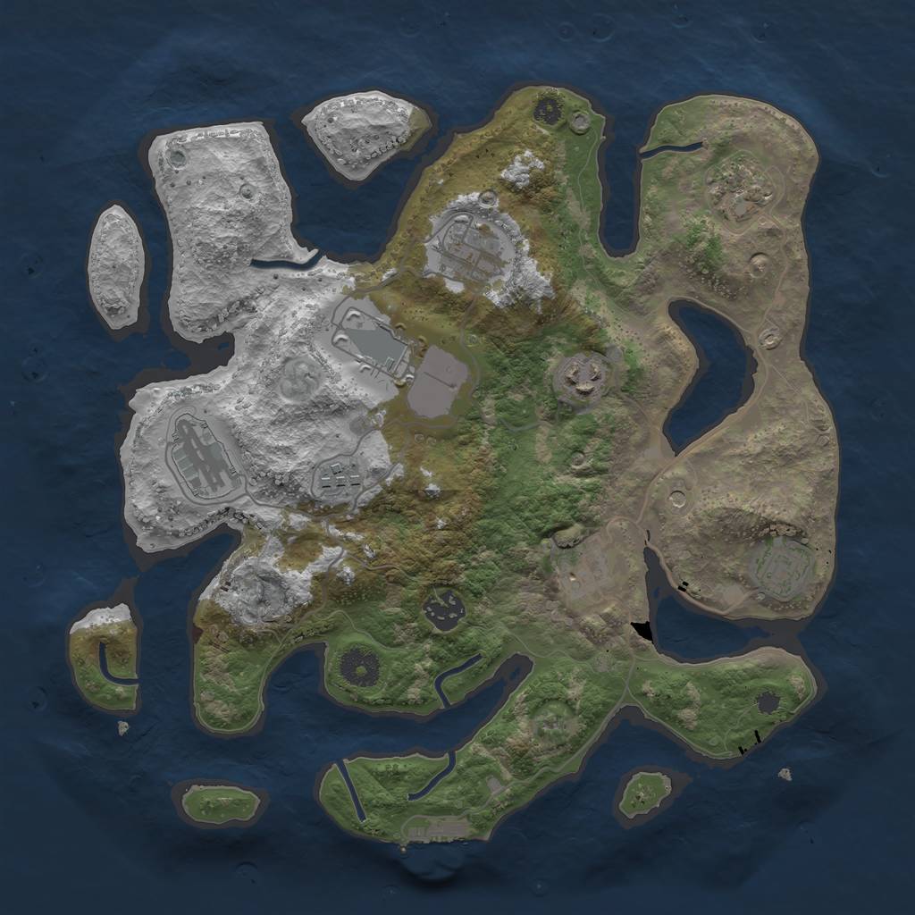 Rust Map: Procedural Map, Size: 3500, Seed: 1026041510, 13 Monuments