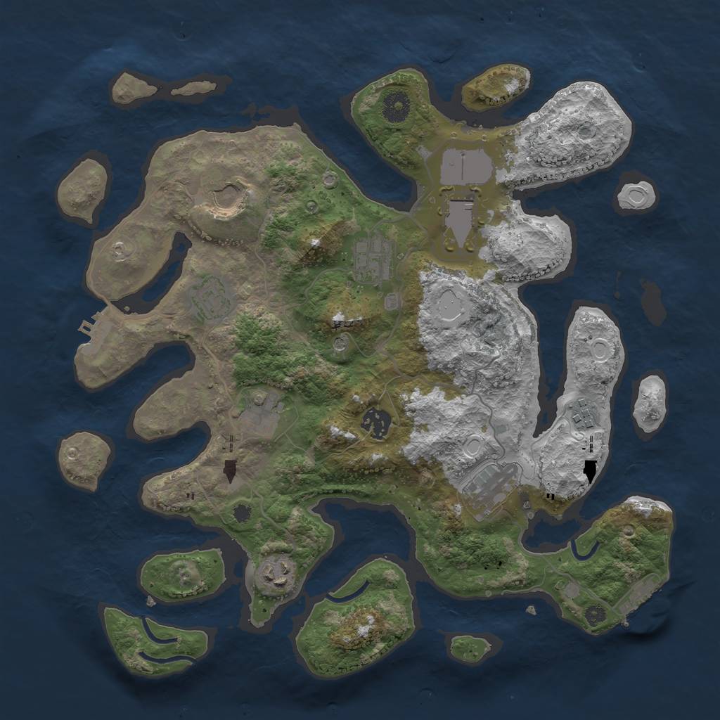 Rust Map: Procedural Map, Size: 3600, Seed: 1433235, 17 Monuments