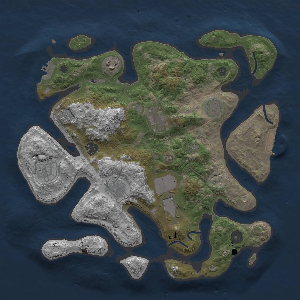 Rust Map: Procedural Map, Size: 3500, Seed: 830758259, 16 Monuments