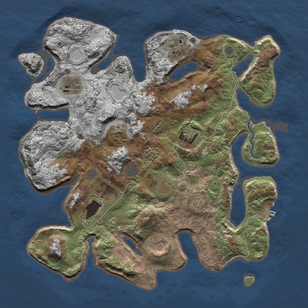 Rust Map: Procedural Map, Size: 3700, Seed: 274166630, 14 Monuments