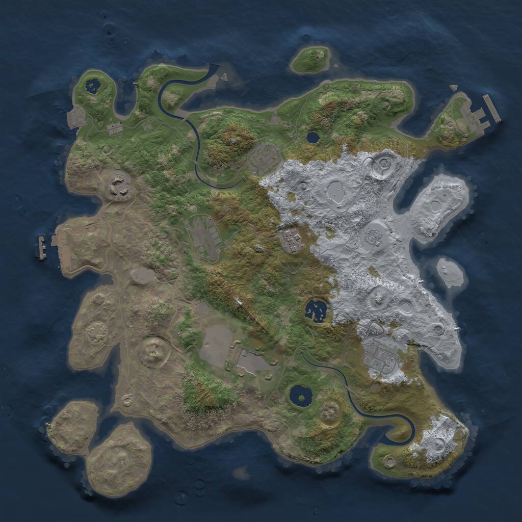 Rust Map: Procedural Map, Size: 3500, Seed: 485370, 13 Monuments