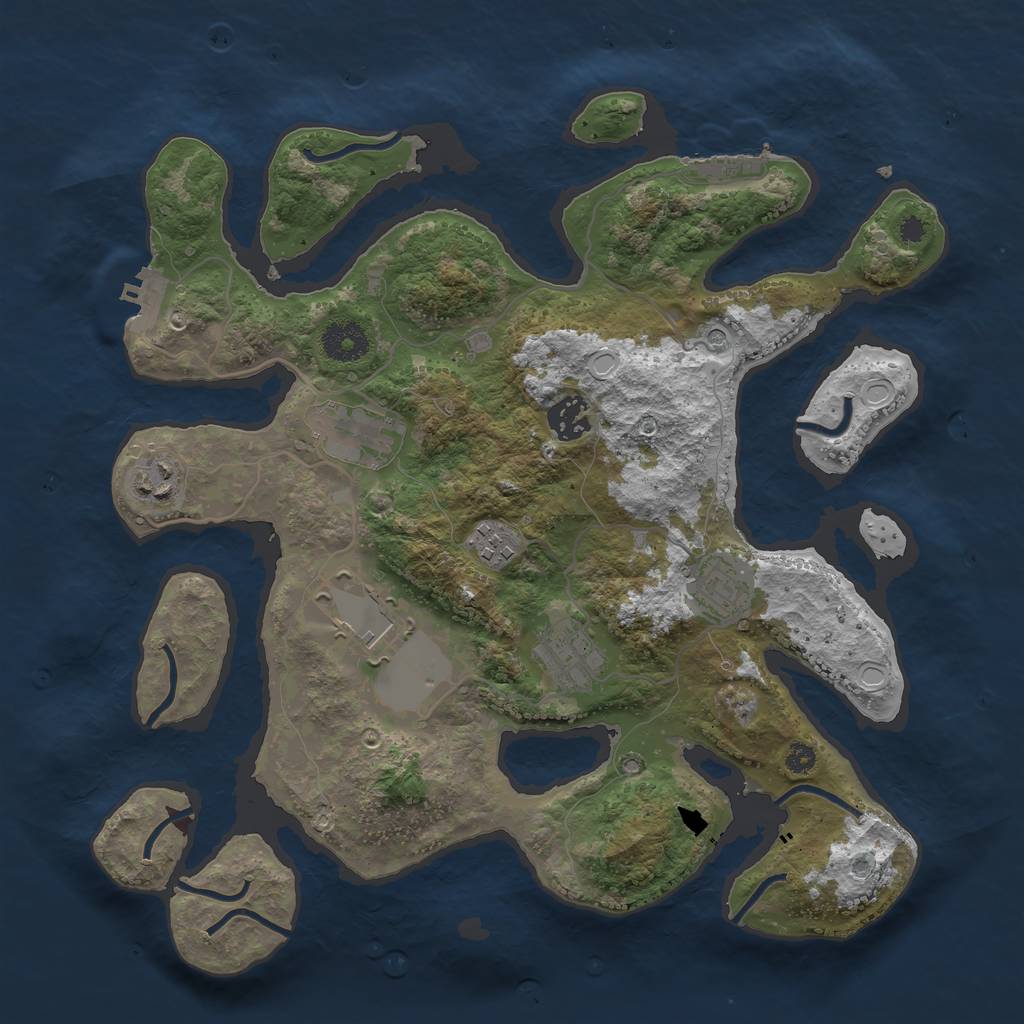 Rust Map: Procedural Map, Size: 3500, Seed: 485370, 18 Monuments