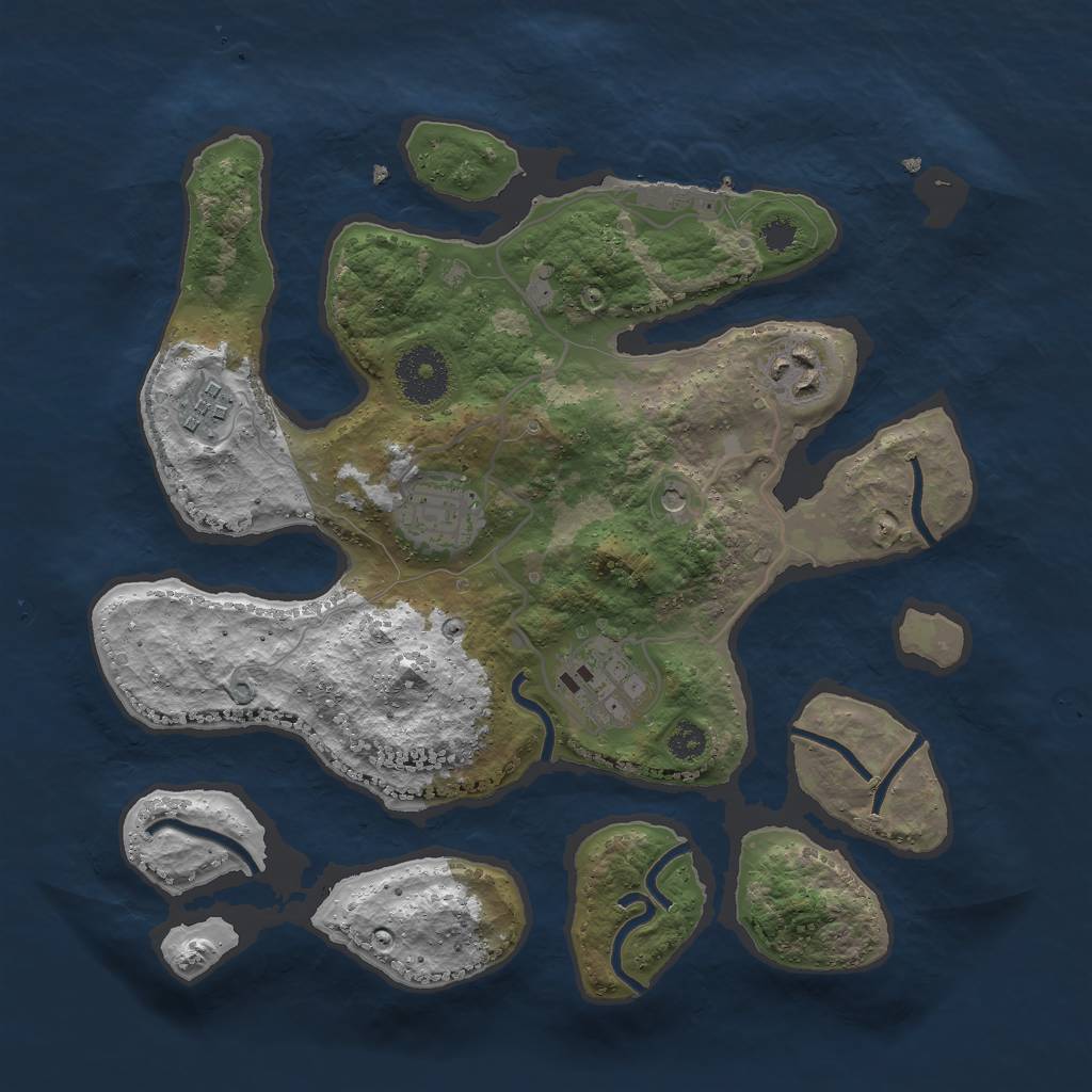 Rust Map: Procedural Map, Size: 3000, Seed: 806039868, 8 Monuments