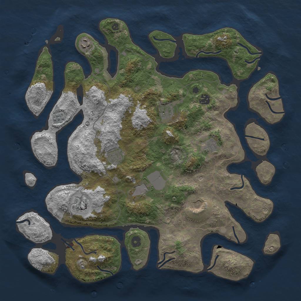 Rust Map: Procedural Map, Size: 4200, Seed: 12345, 12 Monuments