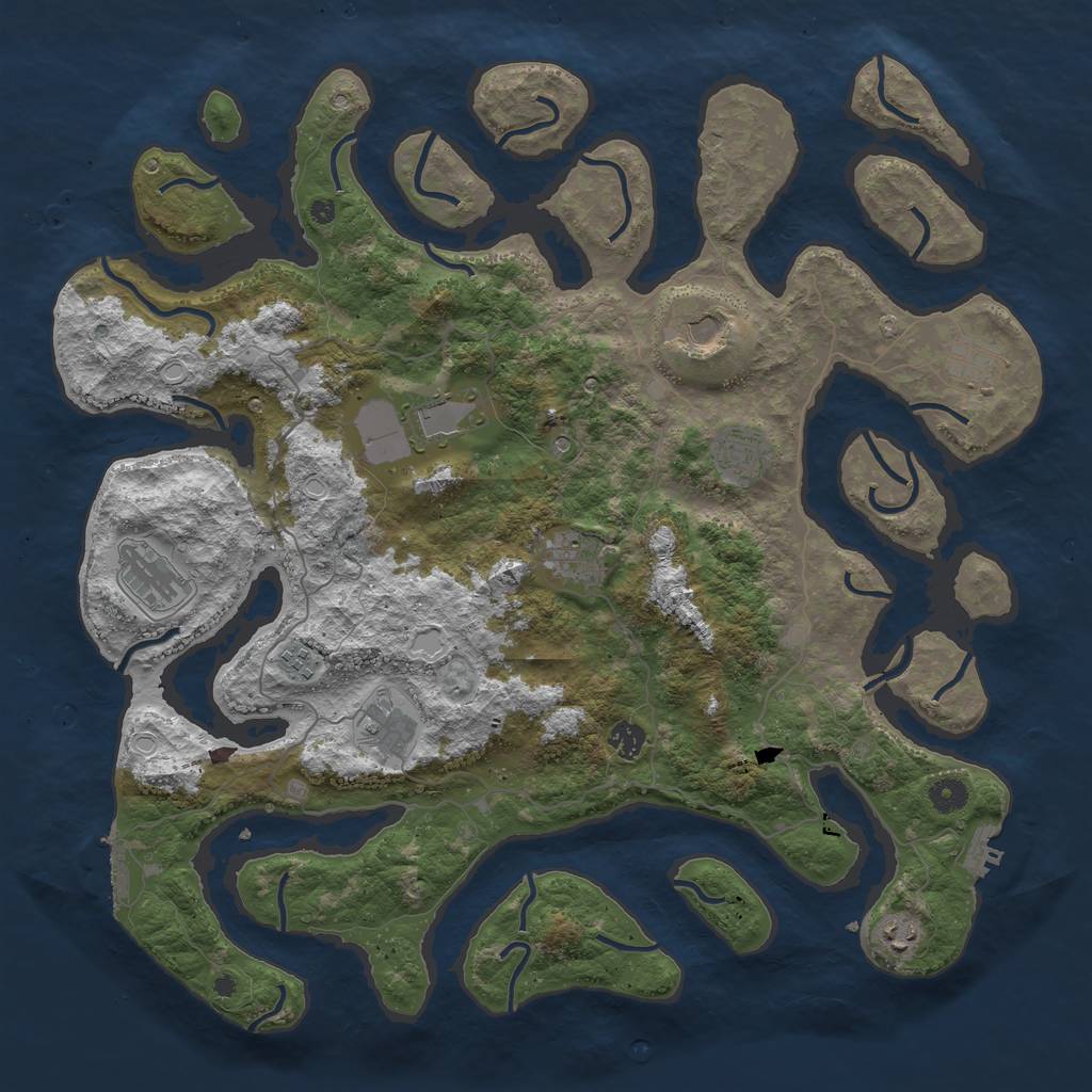 Rust Map: Procedural Map, Size: 4500, Seed: 88567, 18 Monuments