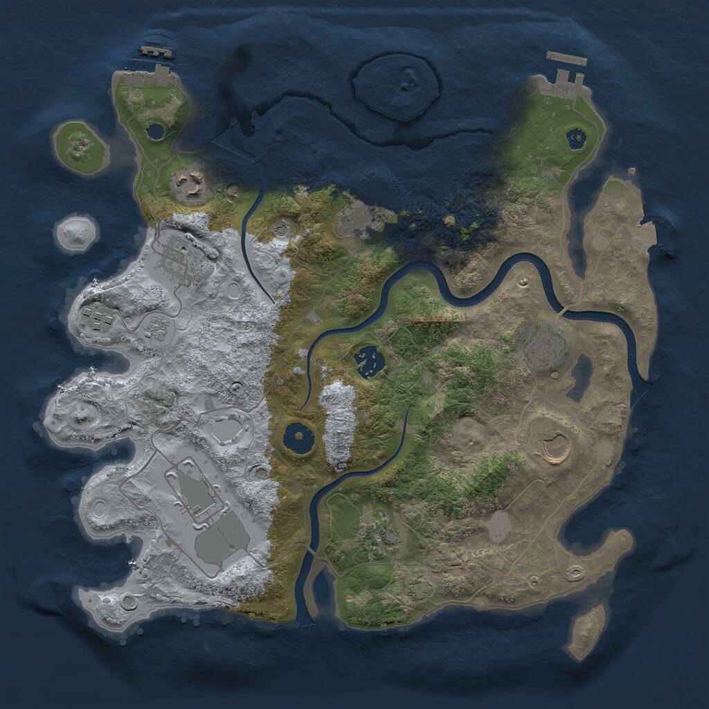Rust Map: Procedural Map, Size: 3500, Seed: 314884, 15 Monuments