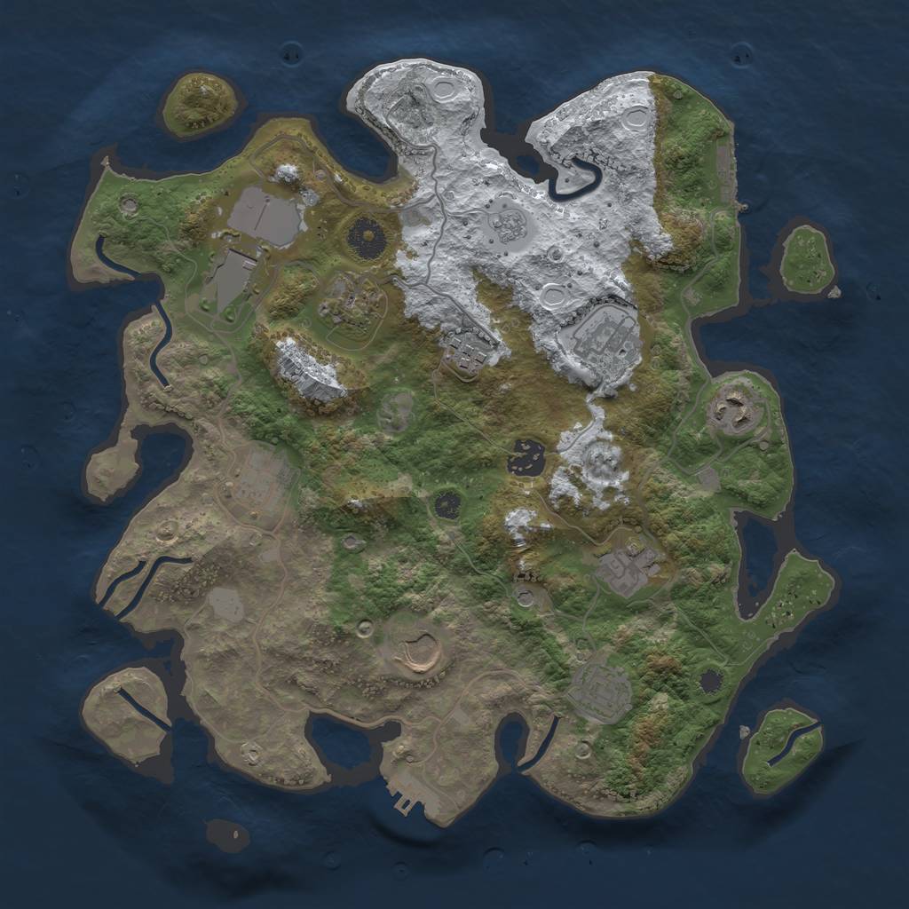 Rust Map: Procedural Map, Size: 3500, Seed: 484646, 19 Monuments