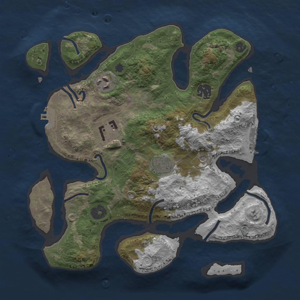 Rust Map: Procedural Map, Size: 3000, Seed: 2412, 12 Monuments