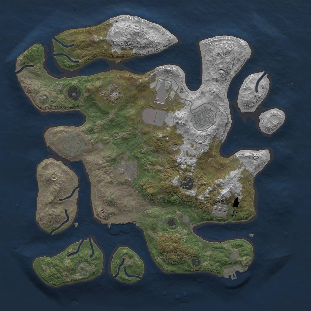 Rust Map: Procedural Map, Size: 3500, Seed: 56776303, 18 Monuments