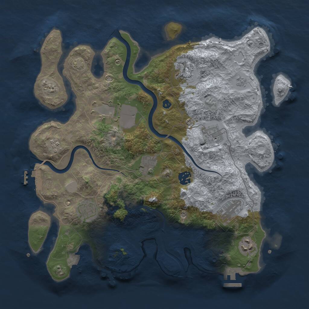 Rust Map: Procedural Map, Size: 3500, Seed: 2675255, 15 Monuments