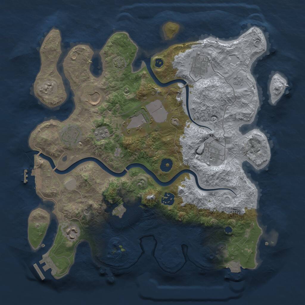 Rust Map: Procedural Map, Size: 3500, Seed: 2675255, 15 Monuments