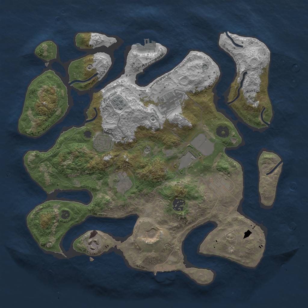 Rust Map: Procedural Map, Size: 3600, Seed: 4500, 20 Monuments