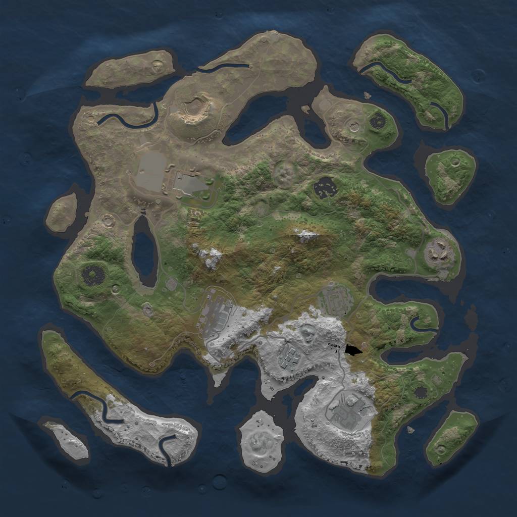 Rust Map: Procedural Map, Size: 3500, Seed: 447844449, 11 Monuments