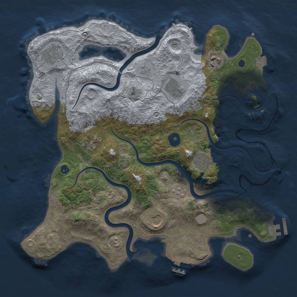Rust Map: Procedural Map, Size: 3500, Seed: 414801, 13 Monuments