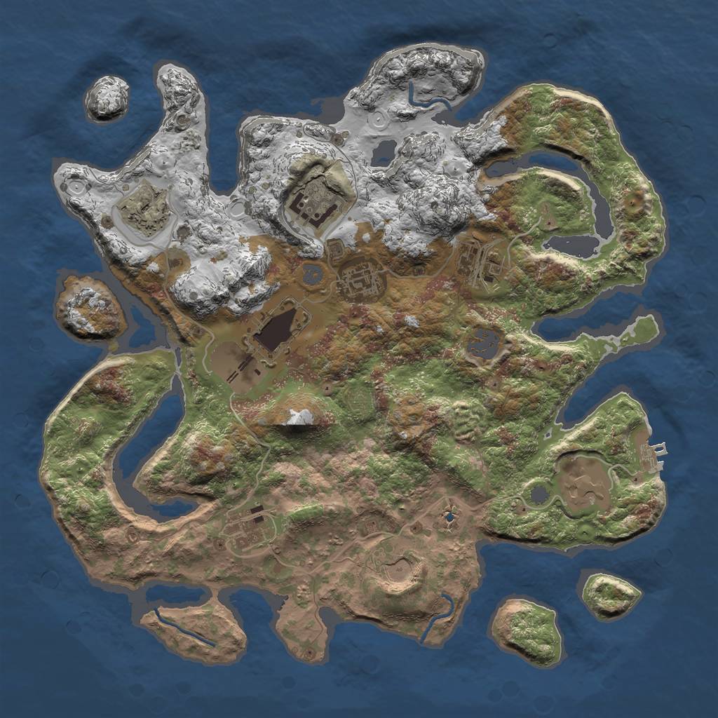 Rust Map: Procedural Map, Size: 3500, Seed: 414801, 14 Monuments