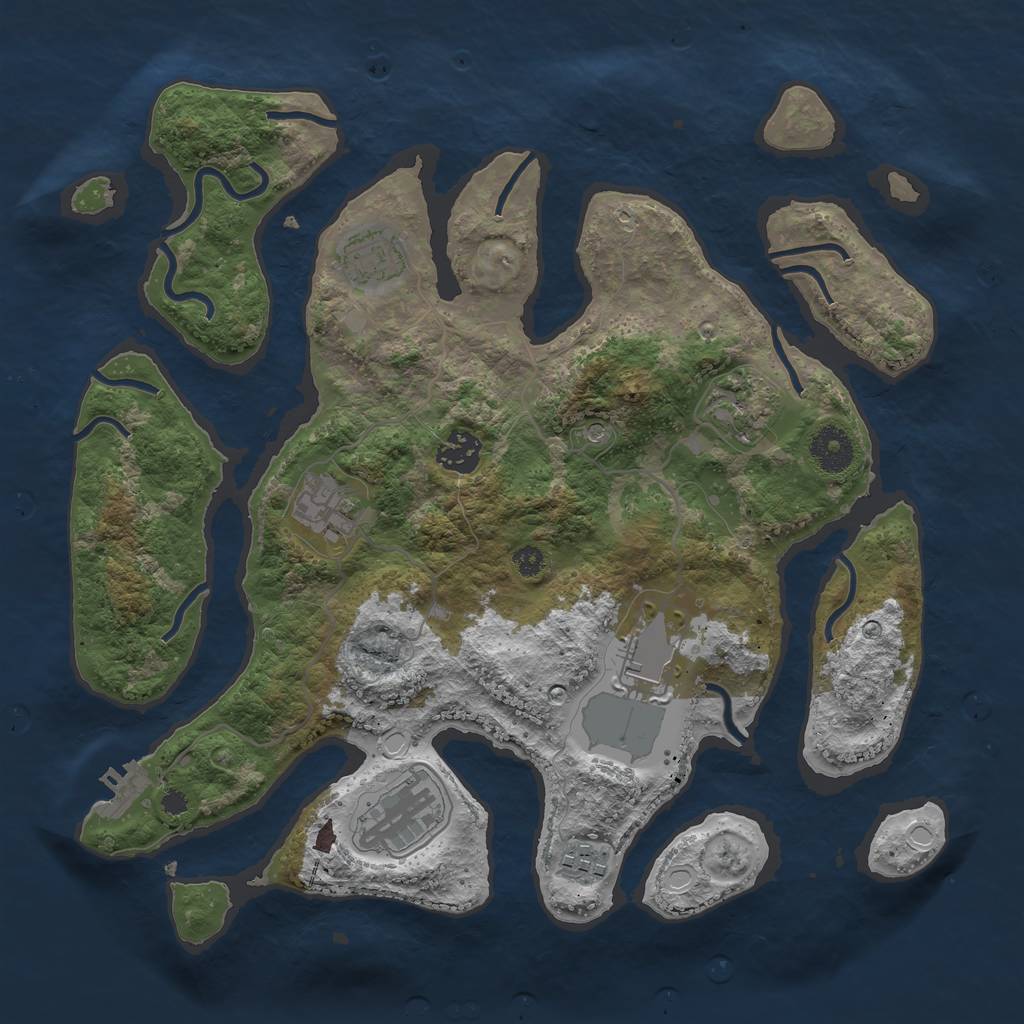 Rust Map: Procedural Map, Size: 3500, Seed: 498498, 17 Monuments