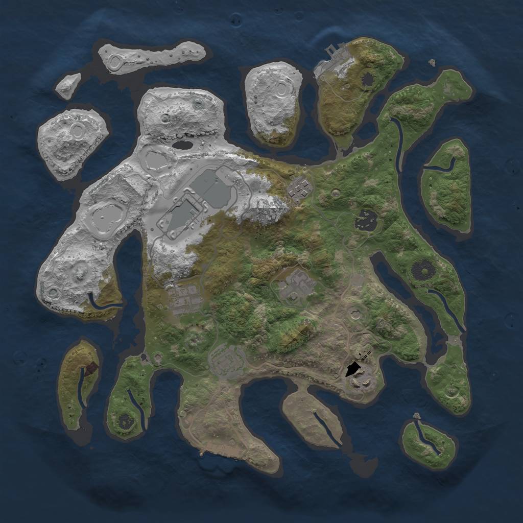 Rust Map: Procedural Map, Size: 3500, Seed: 882998, 18 Monuments