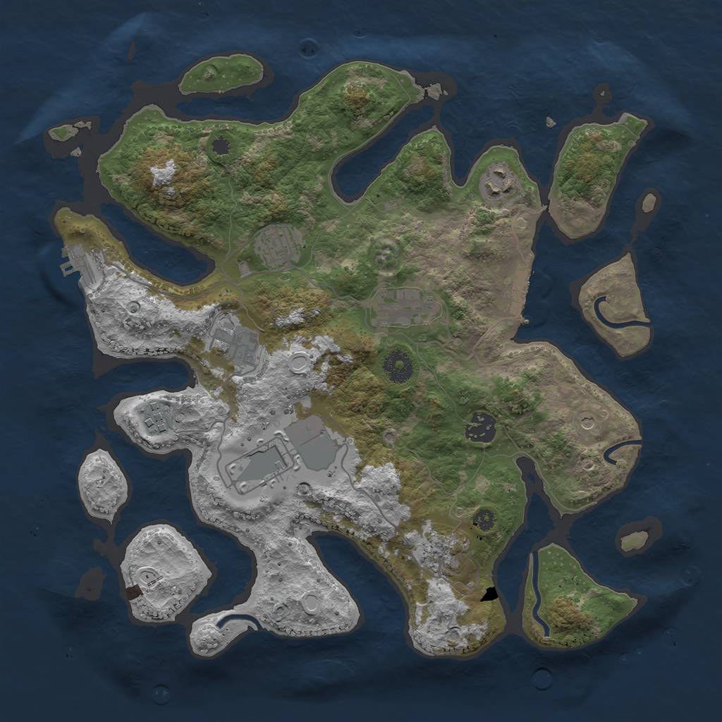 Rust Map: Procedural Map, Size: 3500, Seed: 671301820, 16 Monuments