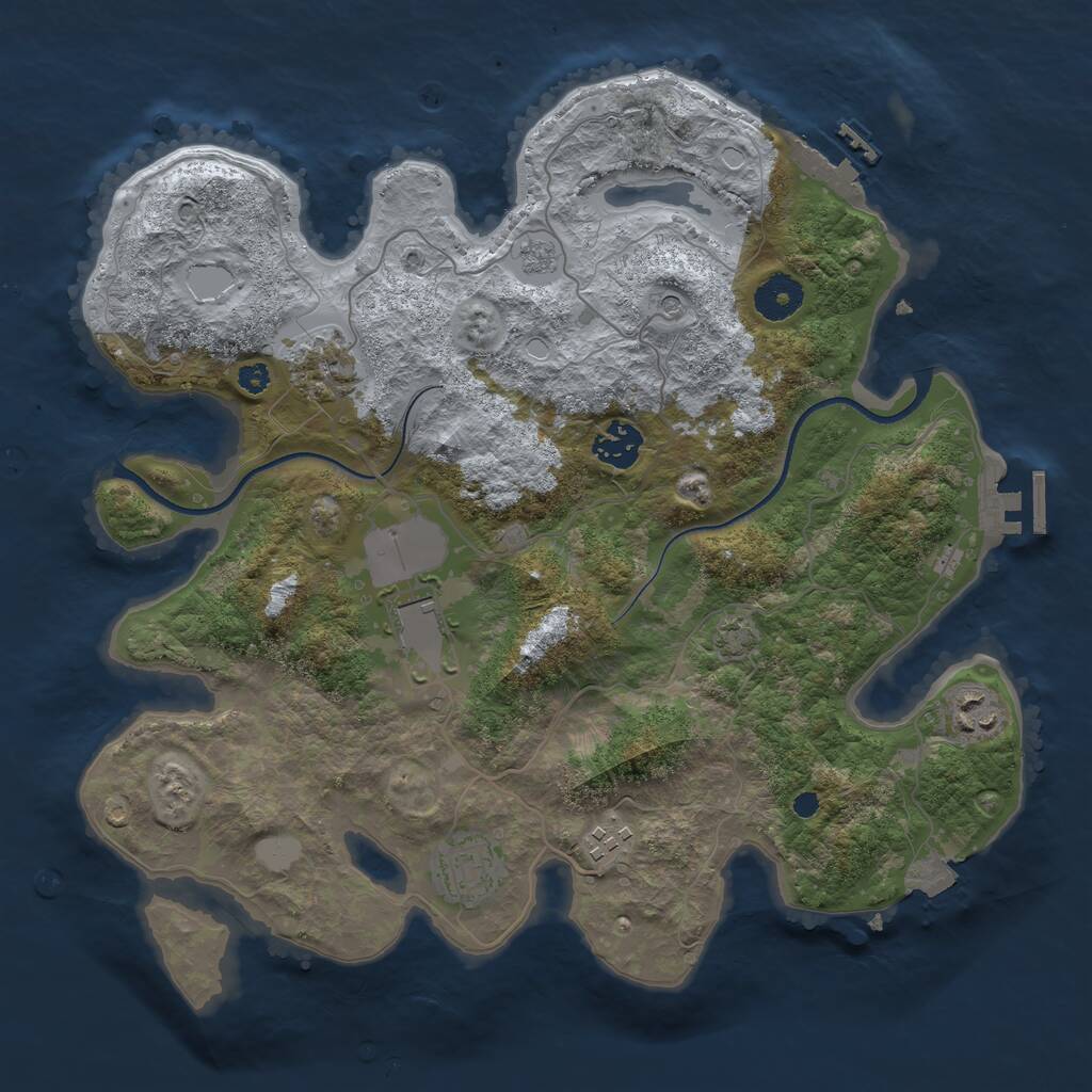 Rust Map: Procedural Map, Size: 3500, Seed: 617359, 12 Monuments