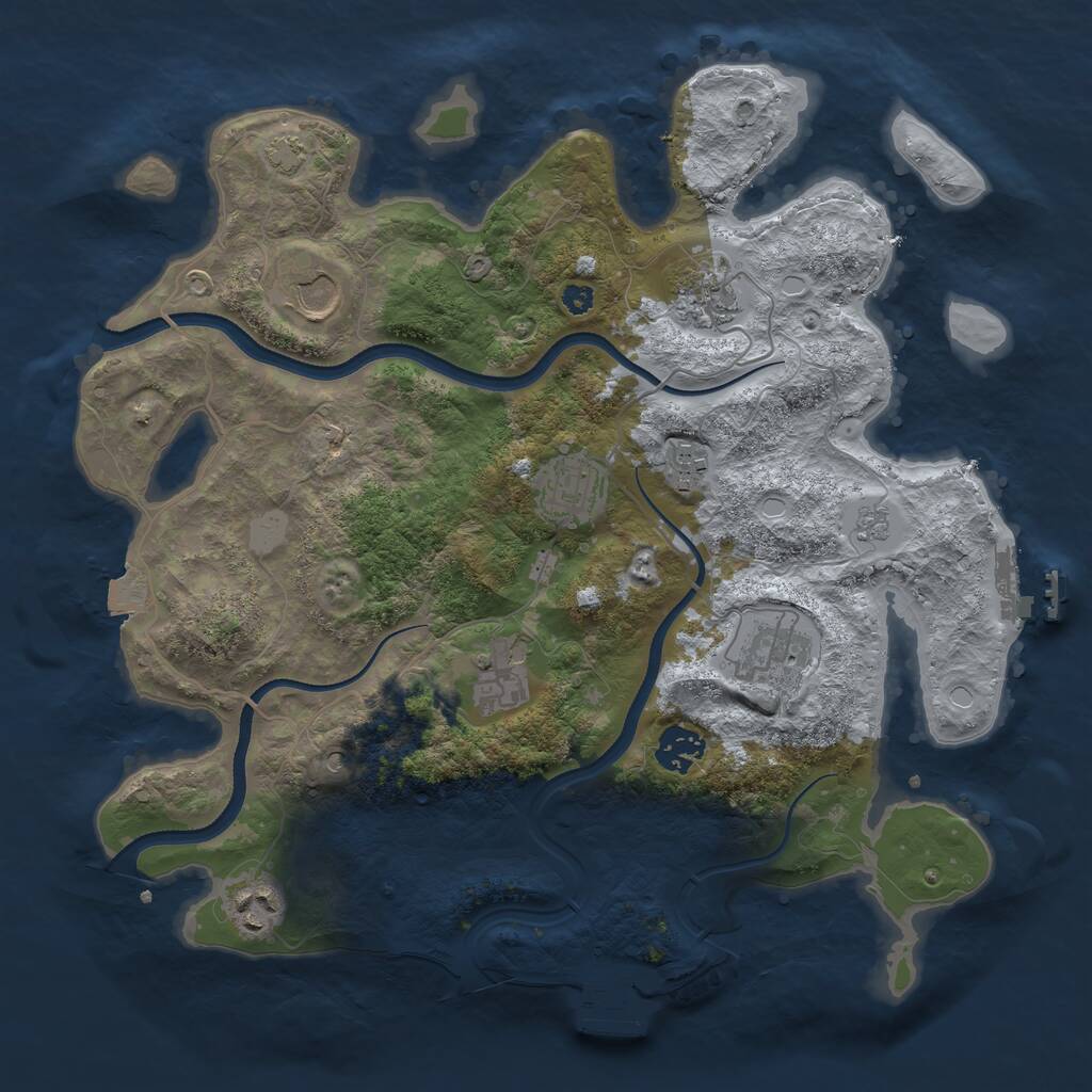 Rust Map: Procedural Map, Size: 3500, Seed: 25757, 14 Monuments