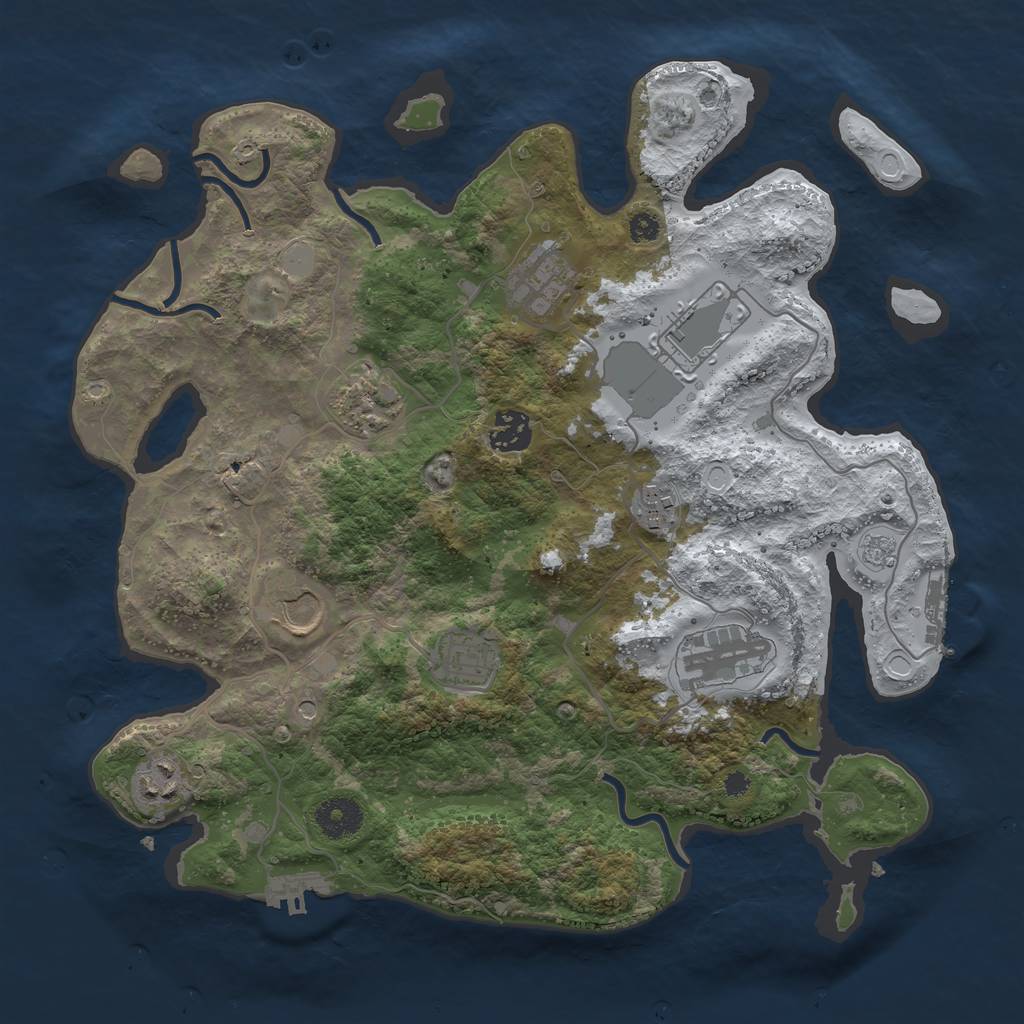 Rust Map: Procedural Map, Size: 3500, Seed: 25757, 18 Monuments