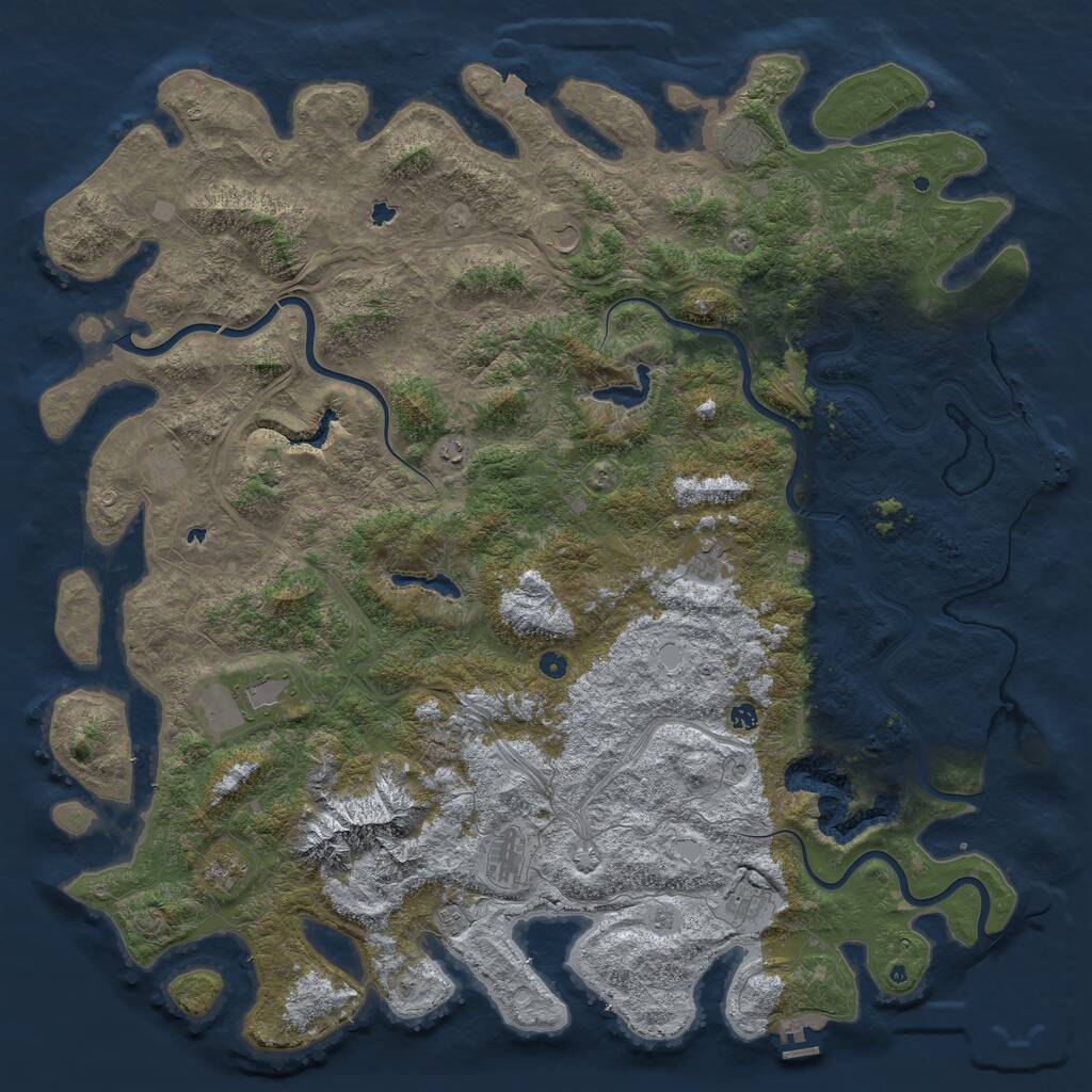 Rust Map: Procedural Map, Size: 6000, Seed: 666, 17 Monuments