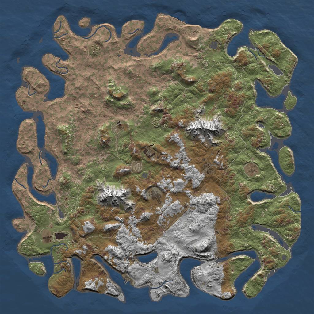 Rust Map: Procedural Map, Size: 6000, Seed: 666, 16 Monuments