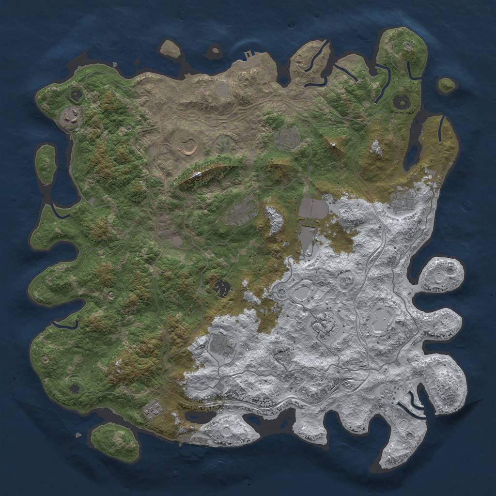 Rust Map: Procedural Map, Size: 4500, Seed: 186972427, 19 Monuments