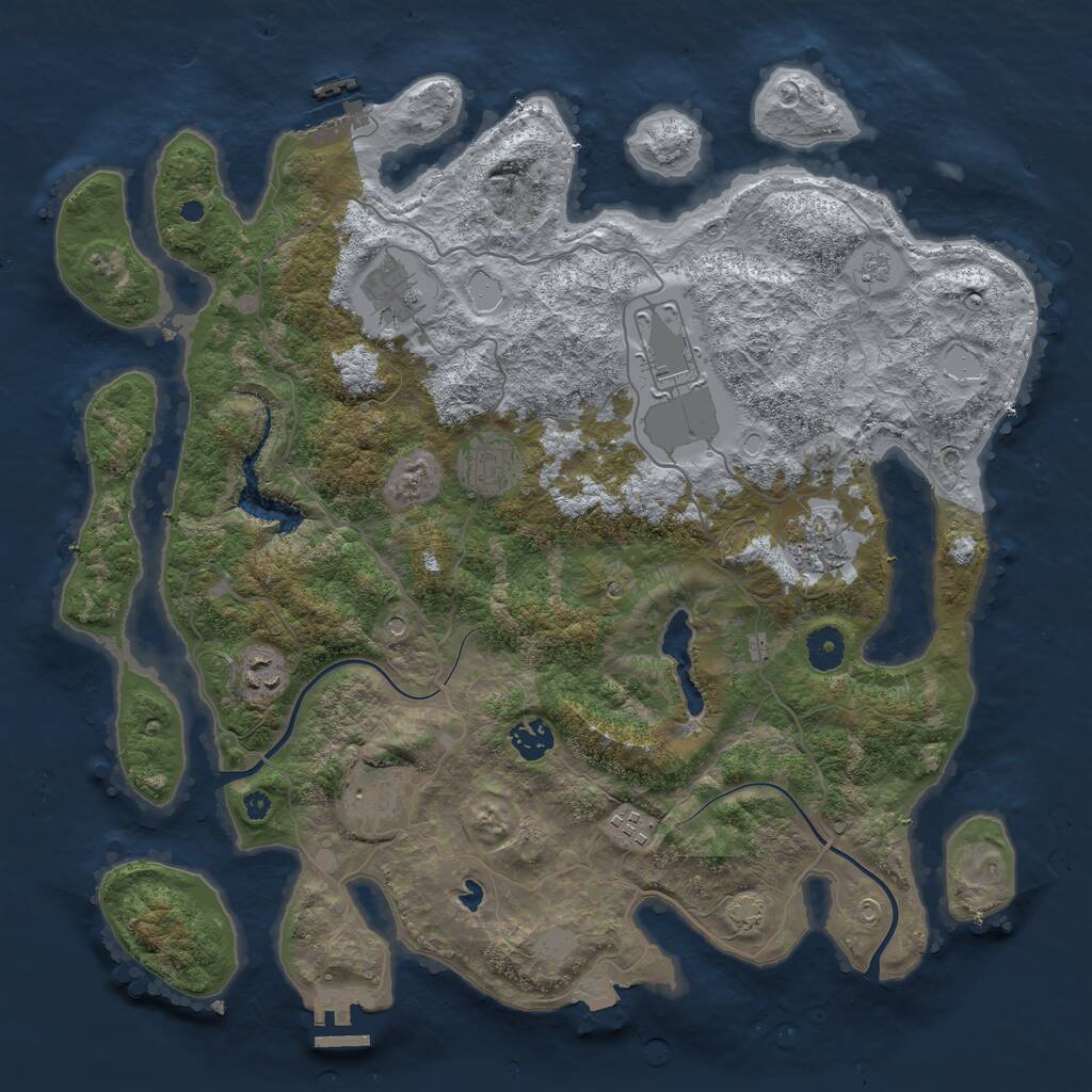Rust Map: Procedural Map, Size: 4000, Seed: 2130331310, 14 Monuments