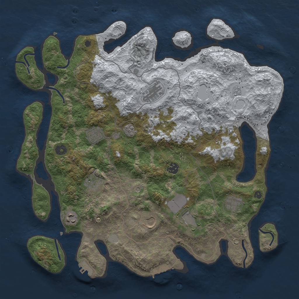 Rust Map: Procedural Map, Size: 4000, Seed: 2130331310, 18 Monuments