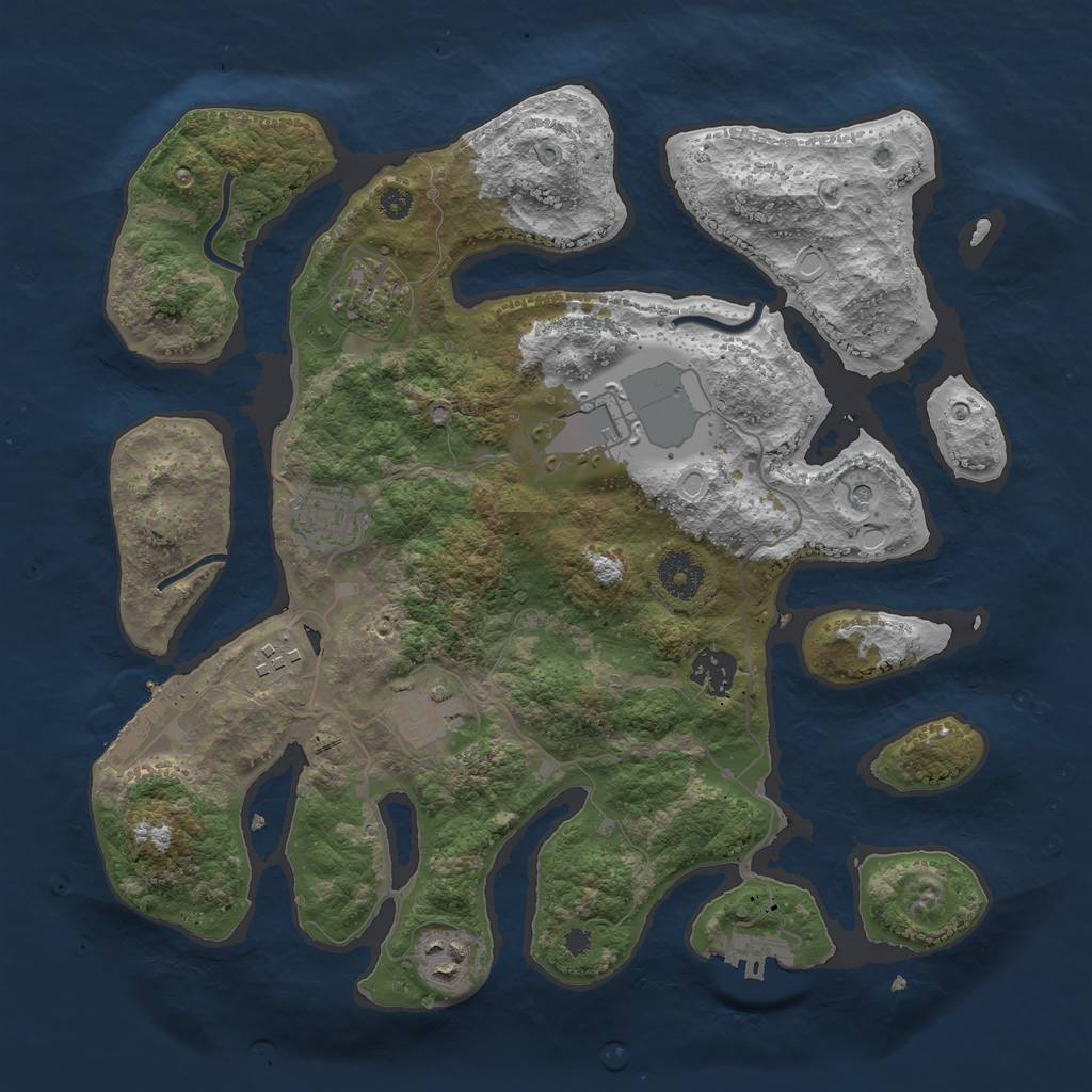 Rust Map: Procedural Map, Size: 3500, Seed: 741840, 18 Monuments