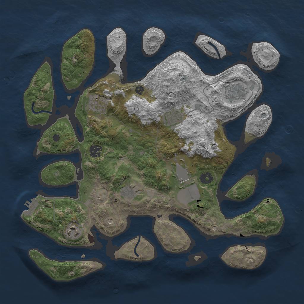 Rust Map: Procedural Map, Size: 3600, Seed: 155673, 11 Monuments