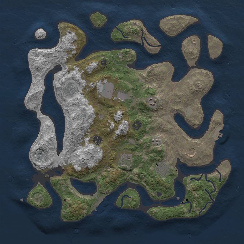 Rust Map: Procedural Map, Size: 4000, Seed: 44347, 16 Monuments