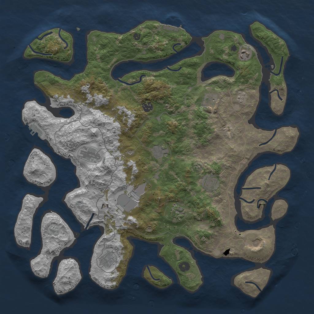 Rust Map: Procedural Map, Size: 4500, Seed: 1840853442, 22 Monuments