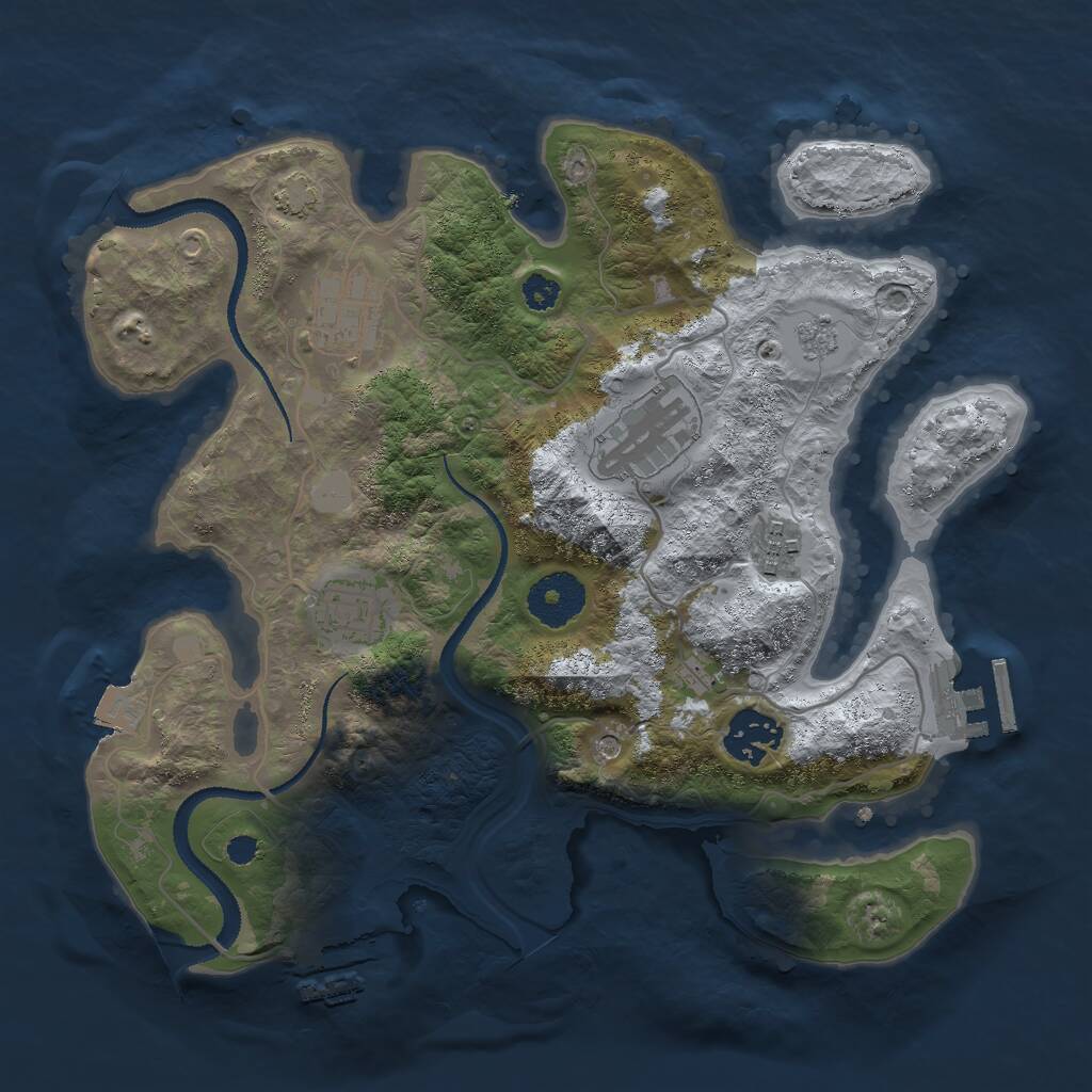 Rust Map: Procedural Map, Size: 3000, Seed: 1818921842, 11 Monuments