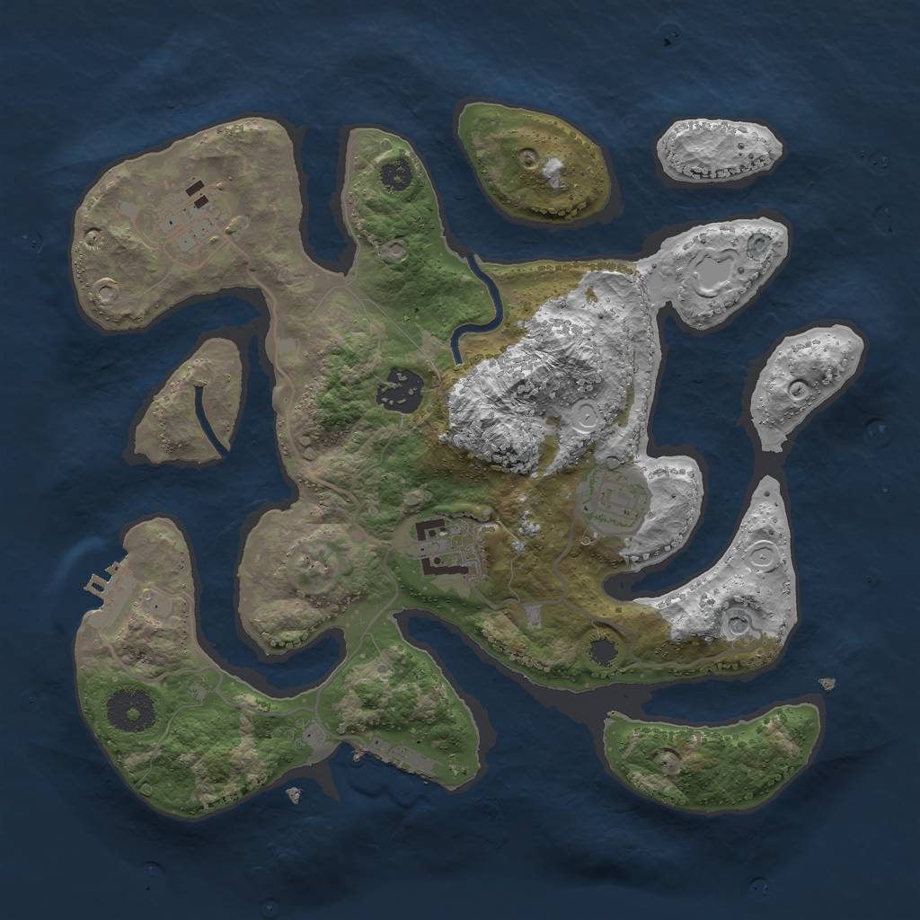 Rust Map: Procedural Map, Size: 3000, Seed: 1818921842, 12 Monuments