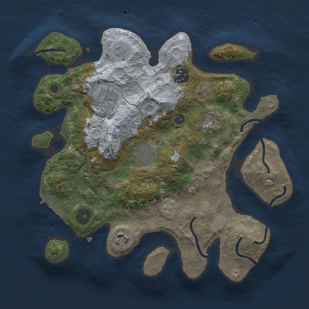 Rust Map: Procedural Map, Size: 3000, Seed: 1095721751, 12 Monuments