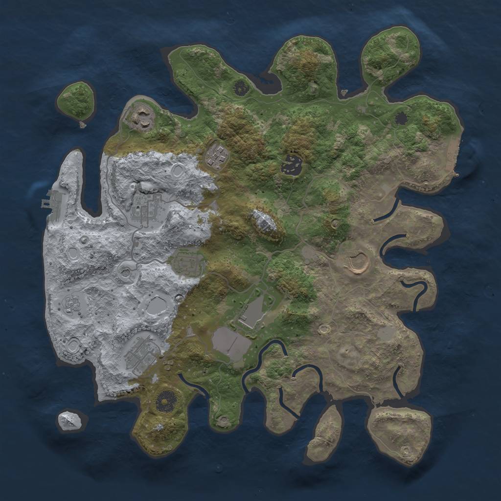 Rust Map: Procedural Map, Size: 3500, Seed: 5100, 15 Monuments