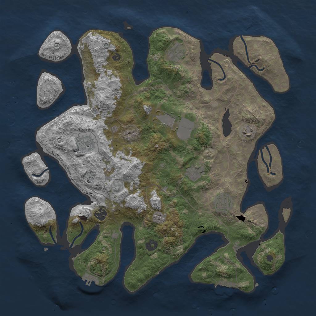 Rust Map: Procedural Map, Size: 4000, Seed: 3434, 16 Monuments