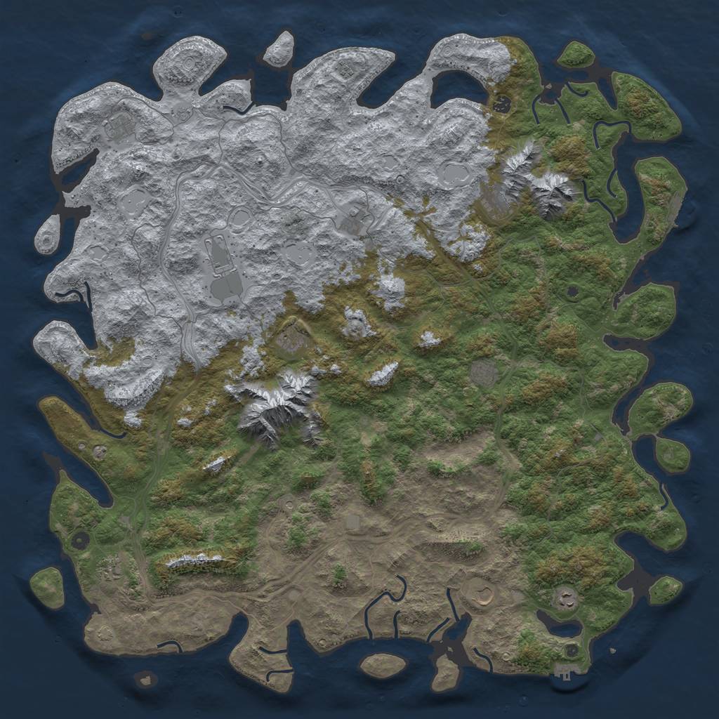 Rust Map: Procedural Map, Size: 6000, Seed: 1933945910, 19 Monuments