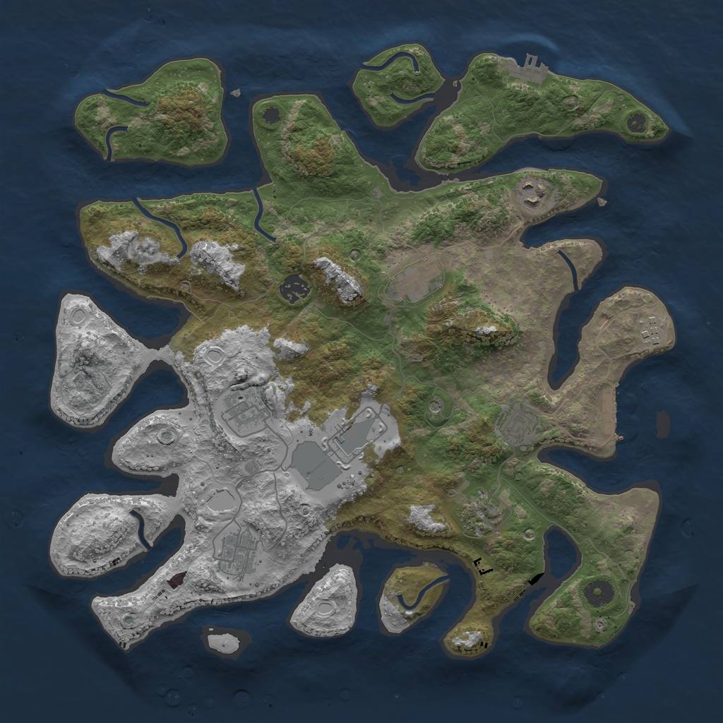 Rust Map: Procedural Map, Size: 3900, Seed: 1959340098, 17 Monuments