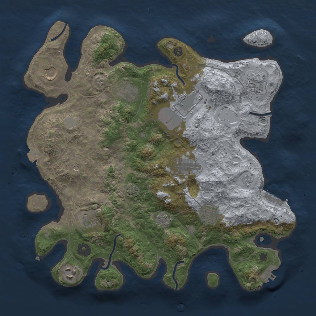 Rust Map: Procedural Map, Size: 3500, Seed: 1774224, 17 Monuments