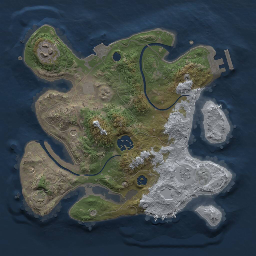 Rust Map: Procedural Map, Size: 2500, Seed: 5512089, 7 Monuments