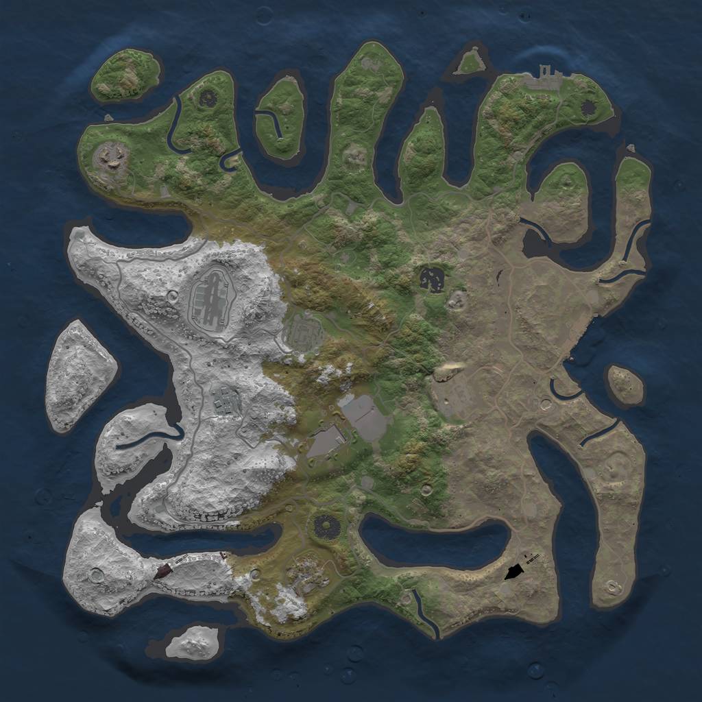 Rust Map: Procedural Map, Size: 4000, Seed: 2395, 13 Monuments