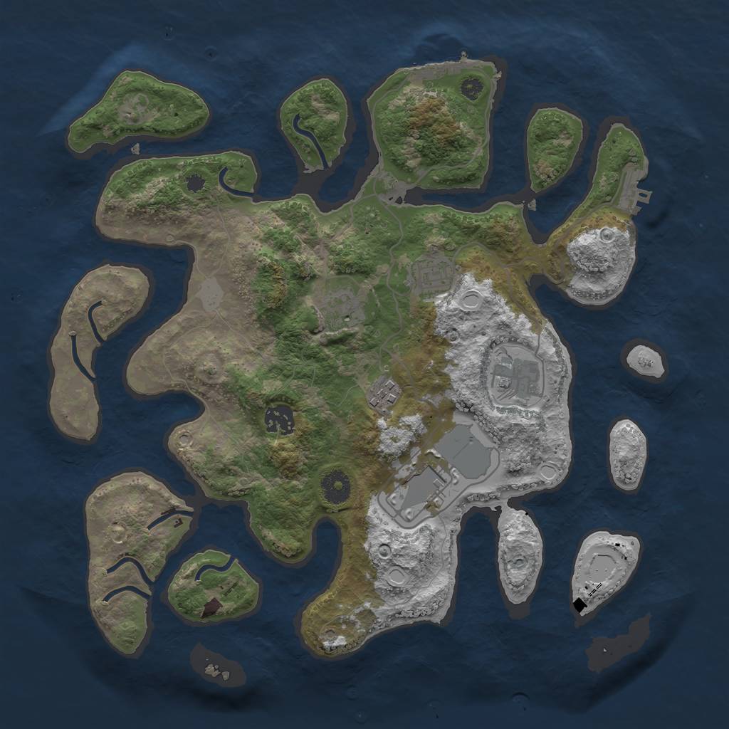 Rust Map: Procedural Map, Size: 3500, Seed: 334546882, 13 Monuments